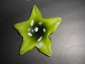 Vintage Murano Millefiori Green Art Glass Candy Dish Bowl - Picture 1 of 2
