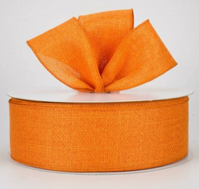 2.5" wired ribbon orange spring carrots fall cross woven faux burlap 5 yards - Image 1 of 3