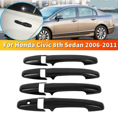 Cubierta de manija de puerta de coche negro brillante ABS para Honda Civic octavo sedán 2006-2011 Foto 1 de 4