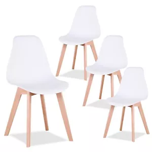 Pack de 4 Sillas de Comedor Sillas de PP con Patas de Madera Nórdicas Blanco - Imagen 1 de 9