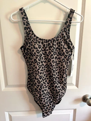 Купальник цельный Nicole Miller с глубоким круглым декольте с леопардовым принтом размер средний - НОВЫЙ - Изображение 1 из 4