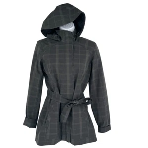 Royal Robbins Women's Plaid Mobile Waterproof Belted Trench Coat Black Size XS - Picture 1 of 13