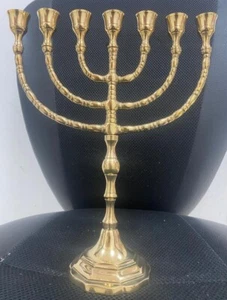 Auténtico Portavelas Latón Menorah 7 Israel 12" / 30 cm Cobre Menora - Imagen 1 de 9