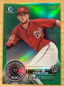 Carter Kieboom 2018 Bowman Chrome Scouts Top 100 Green #’d 77/99 Nationals
