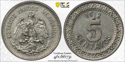 1912 M PCGS MS62 - LARGE M - MEXICO - 5C Five Centavos Coin #43525A - Image 1 of 3