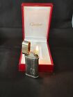 CARTIER LIGHTER * Godron * Double C Logo * Steel/Silver * Boxed * Used * Working