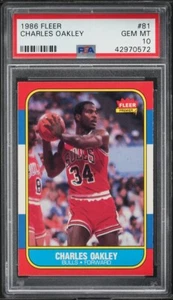 1986 Fleer Basketball #81 Charles Oakley ROOKIE RC PSA 10 GEM MINT - Picture 1 of 2