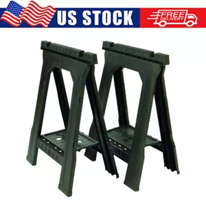 32" H x 22-1/2" W x 5" D Folding Sawhorse 800 lb Portable V-groove Black 1 pair - Picture 1 of 5