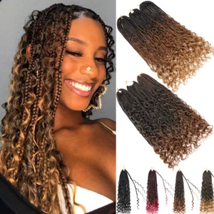 1-5 Packs Goddess Box Braids Crochet Hair 14"/18" Crochet Pre-Looped Boho Braids - Picture 1 of 25