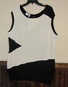 PIPER & BLUE WOMANS PLUS 2X BLACK/OFF WHITE SLEEVELESS SWEATER DRESS/CASUAL NWT - Picture 1 of 2