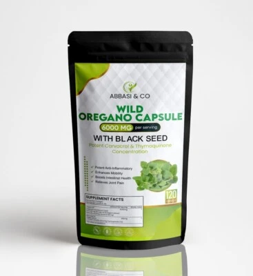 Óleo de orégano orgânico 6000mg 180 softgel com óleo de semente preta 200mg suporte imunológico - Imagem 1 de 4