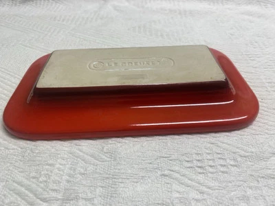 Le Creuset Covered Butter Dish Bottom Tray ONLY Cerise Red Ombre Stoneware 1004 - Image 1 of 3