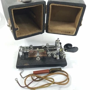 Vibroplex Morse Code Bug Paddle Klucz telegraficzny 1945 Etui Sznurek klinowy Czarny Pęknięcie - Zdjęcie 1 z 21