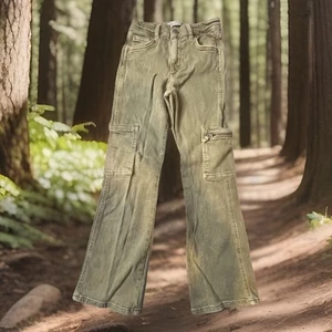 Zara - Green Cargo Bootcut Jeans Stretch Denim - Girls' size 10 - DEEPER pockets - Picture 1 of 9