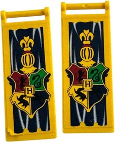LEGO Harry Potter Hogwarts Crest Flags Yellow Banner Panels Lot of 2 7x3 30292