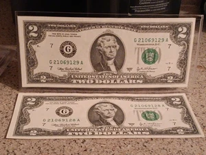 2003 A Consecutive 2 Dollar Crispy Crisp 2 Dollar Bills GEMS  - Picture 1 of 4
