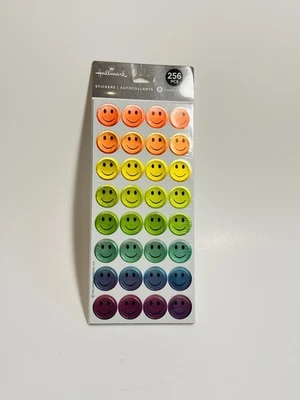 New Pkg Hallmark Colorful Rainbow METALLIC SMILEY FACE Stickers (256pc) - Image 1 of 3