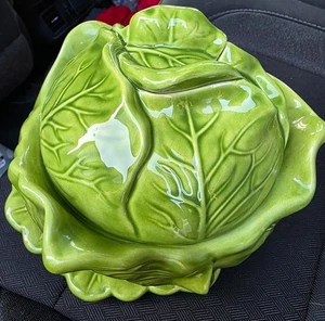 Holland Mold 1976 Vintage 3-Piece Lettuce Cabbage Bowl Set with Lid and Plate - Picture 1 of 11