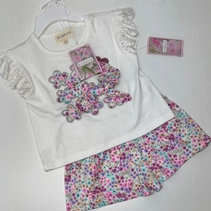 🔥btween Matching Set in Soft Pastels with Floral Accents girls kids Sz 2T New - Picture 1 of 6