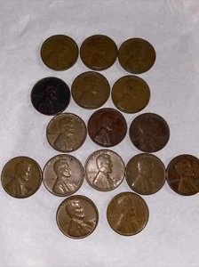 Wheat Penny Lot 1950s Penny Collection 16 Total - Picture 1 of 6