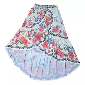 Maxi Falda Larga Envolvente Alter'd State Blanca Forrada Floral Coqueta Boho Pequeña Nueva con Etiquetas - Imagen 1 de 13