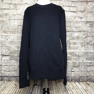 Suéter de lana para hombre Vince azul marino cuero negro codo hombro talla mediana defectos - Imagen 1 de 12