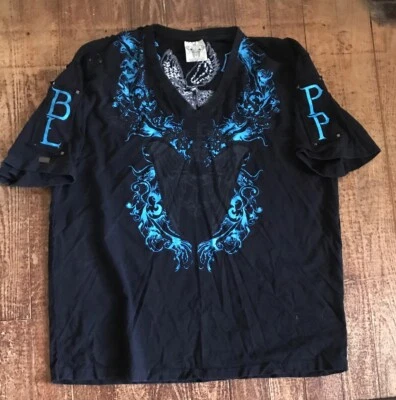 Мужская футболка Blac Label черная графическая металлические заклепки Wild Life XL - Изображение 1 из 4