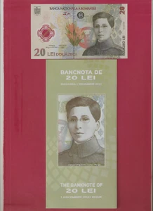 ROMANIA 20 lei 2021 UNC ROMANIAN POLYMER banknote ECATERINA TEODOROIU + FOLDER - Picture 1 of 3