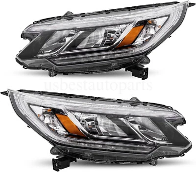 Par de conjunto de faróis com LED DRL para 2015 2016 Honda CRV CR-V - Imagem 1 de 4