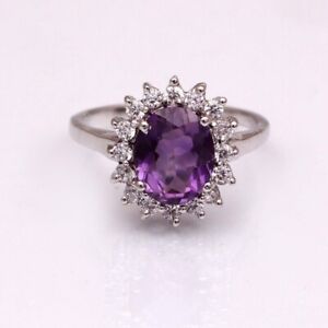 Certified Natural Purple Amethyst 925 Solid starling Silver Handamade ring Gift