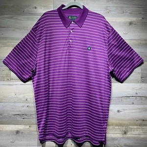 Brooks Brothers St Andrews Links Golf Polo Shirt Mens XL Purple Striped Logo - Picture 1 of 8