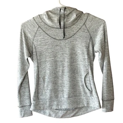 Pullover Kuhl Cuello Capucha Mujer Grande Lea Gris Jaspeado Bolsillos Cordón Foto 1 de 4