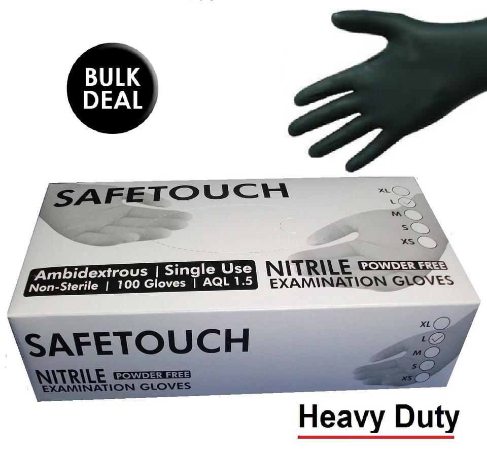 SafeTouch Strong Blue Black Nitrile Gloves Powder Free Tattooists, Barber, Auto - Image 1 of 1