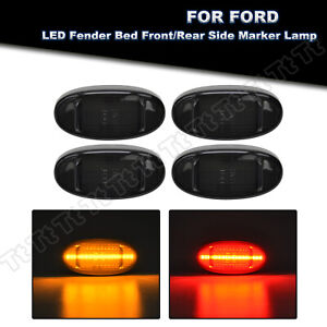 For 2011-2022 Ford F250 F350 Dually Bed Fender LED Side Marker Lights Smoked 4PC