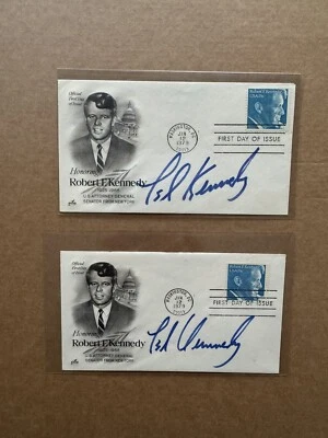 US 1979 Kennedy FDCs +2 Autographs by Senator Ted Kennedy +Authentic +2 Covers - Image 1 of 2