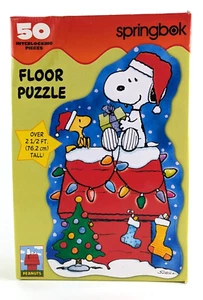 Vtg Springbok Snoopy Woodstock Doghouse Puzzle – 50 Pc Christmas 2.5' Wide - Picture 1 of 3