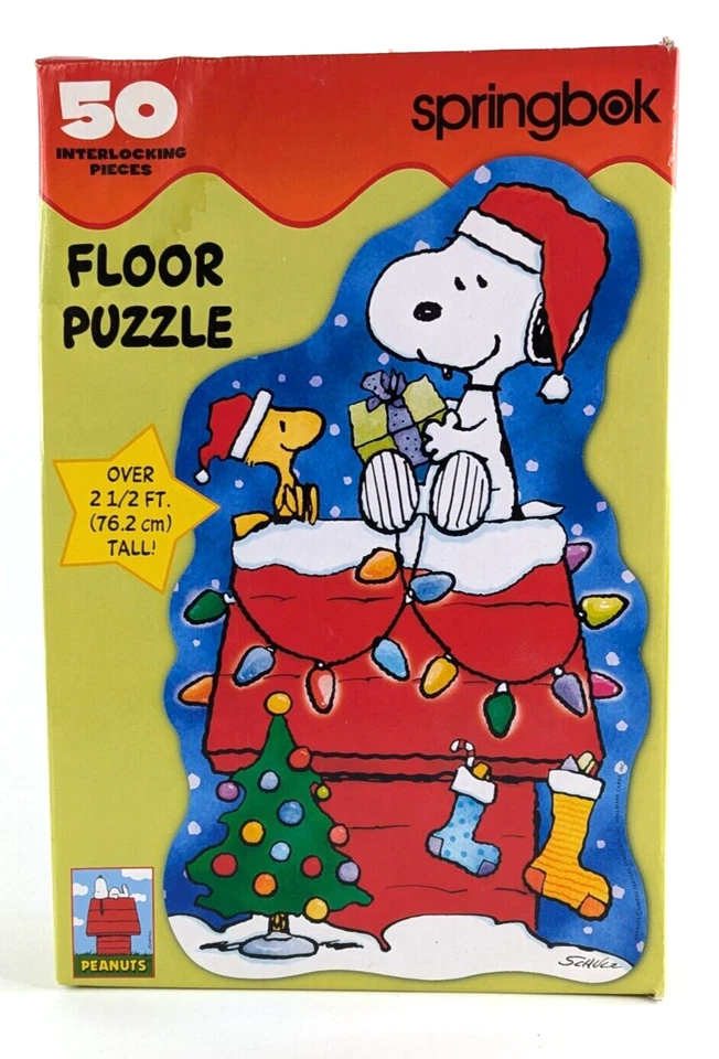 Vtg Springbok Snoopy Woodstock Doghouse Puzzle – 50 Pc Christmas 2.5' Wide - Image 1 of 3