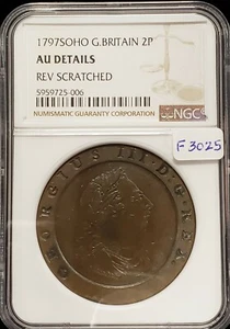 1797 SOHO Great Britain 2 Pence - Nice Chocolate Brown - NGC AU Dets - SKU-F3025 - Picture 1 of 6
