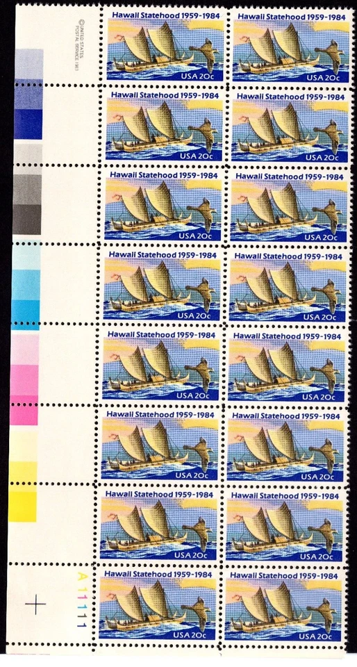 Scott #2080 Hawaii Plate Block of 16 Stamps - MNH LL - Image 1 of 1