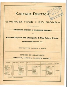 Kanawha Dispatch railroad lot of two 1894 pamphlets showing percentage divisions - Picture 1 of 4