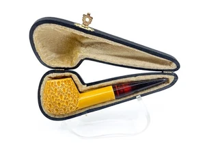 S.Yanik Meerschaum Pipe Hand Carved Lattice Ornament Tomato Shaped Smoking Pipe - Picture 1 of 7