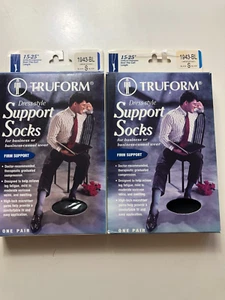2 Pair Truform Black Dress Firm Support Socks 15-25 1943 Size S NIP - Picture 1 of 1