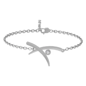 14k White Gold Diamond Link Bracelet for Women 7" 0.05ct Color IJ Clarity I2I3 - Picture 1 of 5