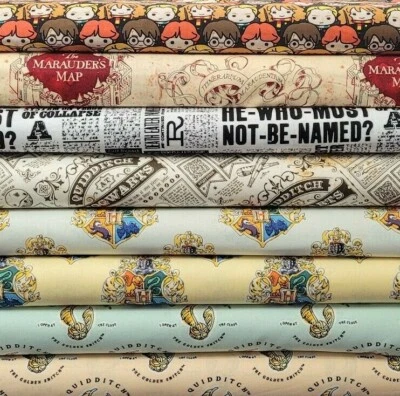 Harry Potter Cotton Fabric By The 1/4 Quarter Yard -CHOOSE PRINT- Hogwarts Print - Image 1 of 4