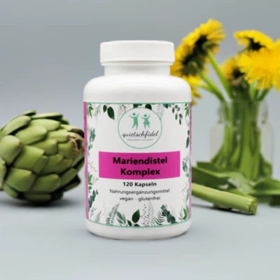 QUIETSCHFIDEL GESUNDHEIT UND MEHR GMBH Mariendistel Komplex 80% Silymarin mit Artischocke, Löwenzahn 120 Kapseln