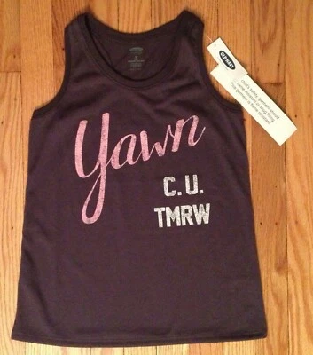 NWT Girl's Old Navy Sleeveless Sleep Tank Top - "Yawn. C.U. TMRW" - Size M 8 - Image 1 of 4