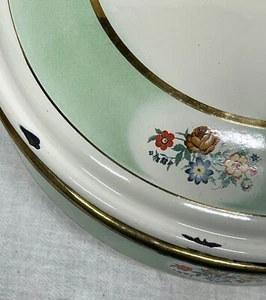 Soupière émaillée verte et or avec fleurs - Imagen 1 de 5