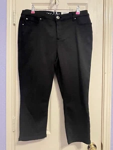 NWT INC Women's Skinny Leg Mid Rise Tummy Control Pull-On Blk Crop Pants SZ 16W - Picture 1 of 8