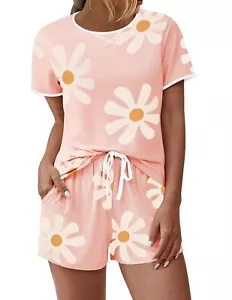 Womens Pajama Sets Short Sleeve Top and Shorts Pjs Sleepwear 2 Piece Lounge S... - Picture 1 of 5