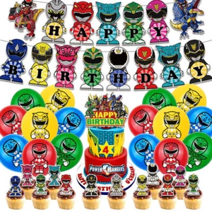 Power Rangers Child Birthday Party Decors Banner Balloons Cupcake Toppers Set. - Foto 1 di 5